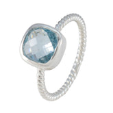 Araya Blue Solitaire Ring with Twisted Silver Band